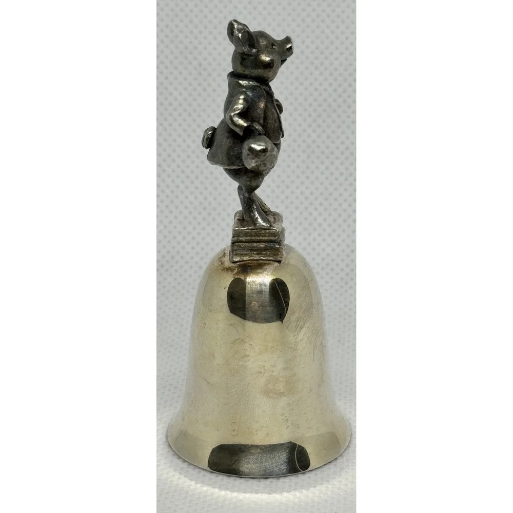 Beatrix Potter Pigling Bland Pewter Bell NE Collectors Society Silver Plate